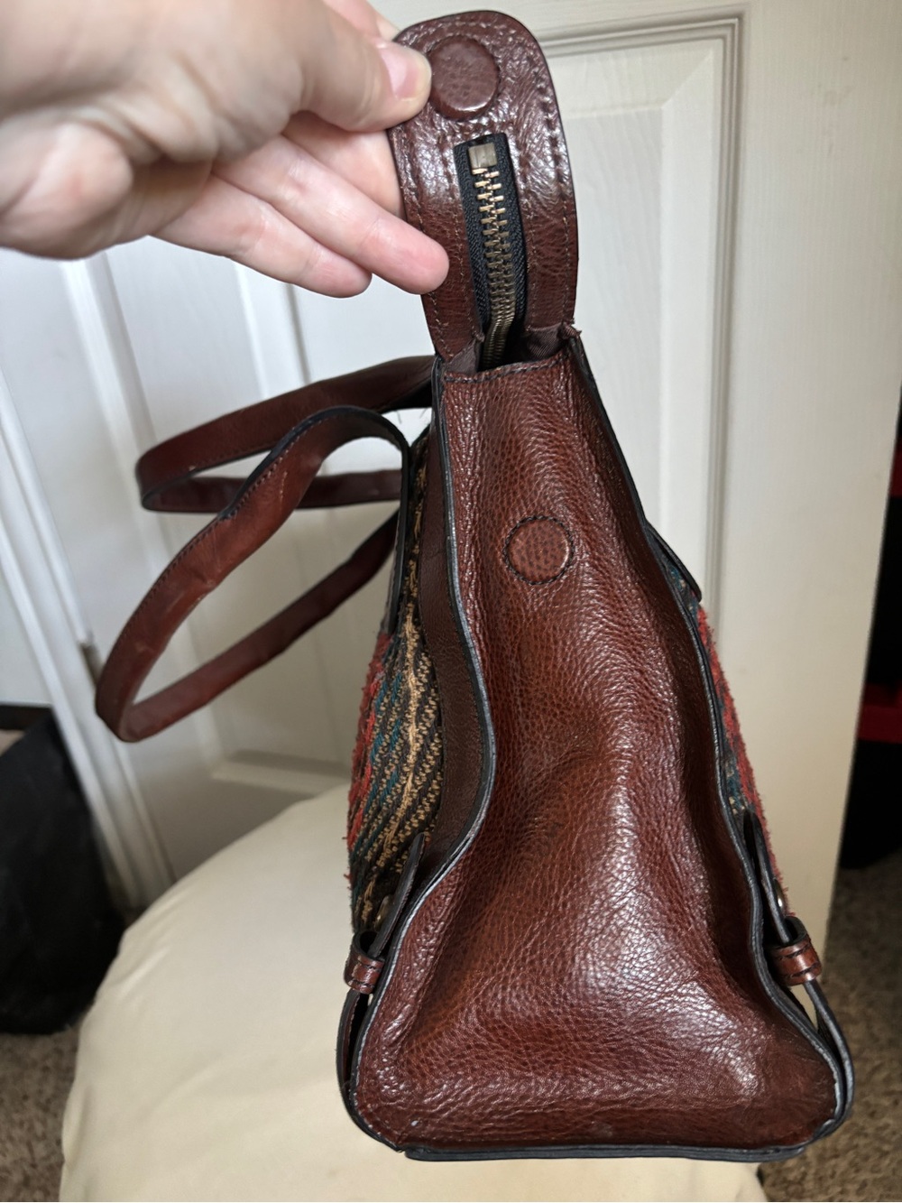 Fossil Large Canvas and Leather Satchel - Picture 6 of 14